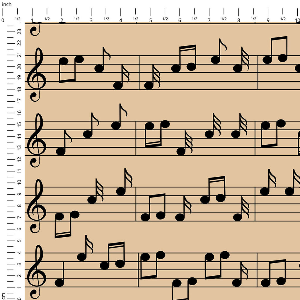 Music Notes Beige Fabric