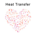 Musical Heart Iron on Fabric Heat Transfer DTF-208