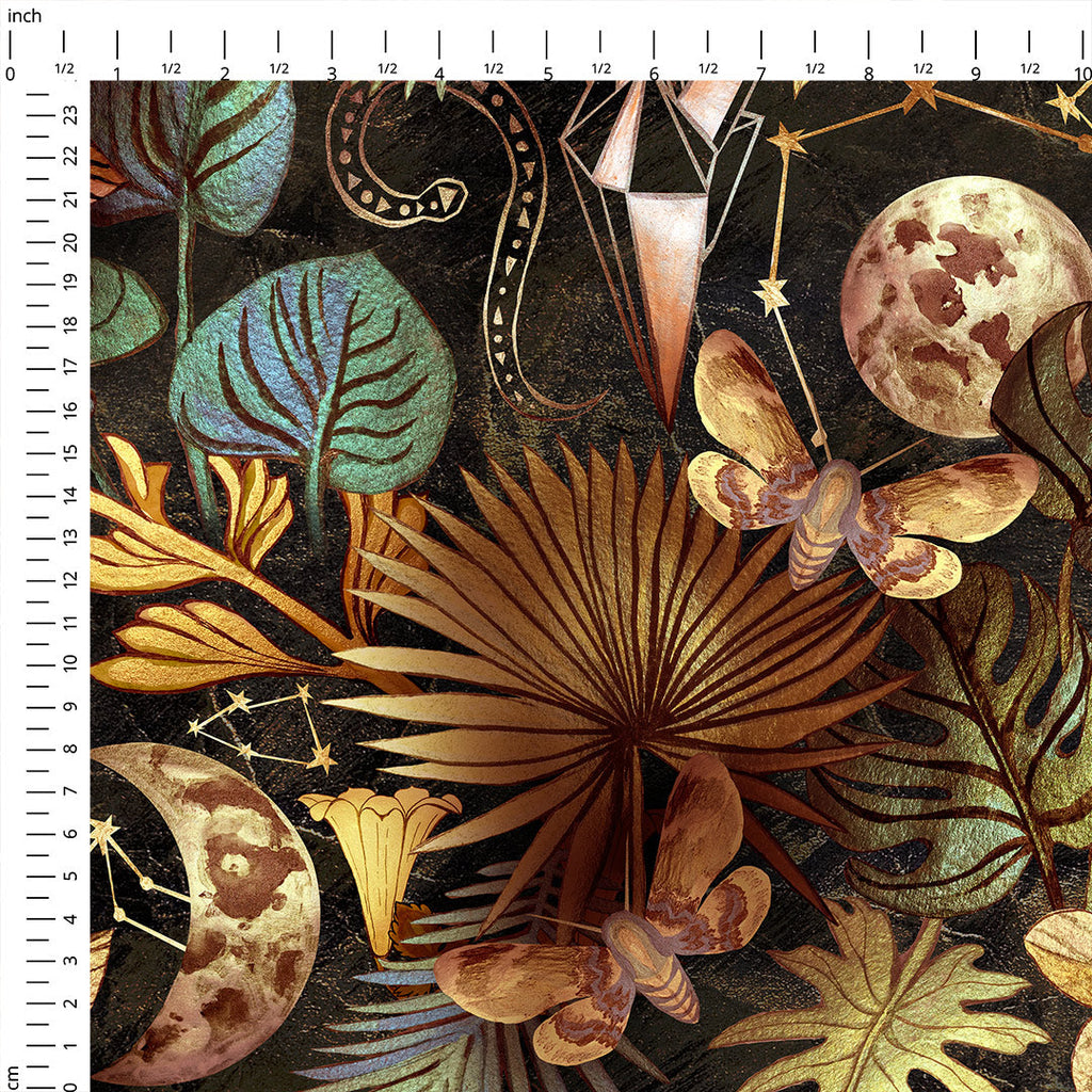 Mysterious Forest Brass Fabric