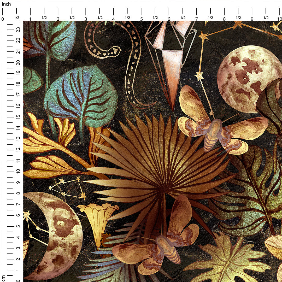 Mysterious Forest Brass Fabric