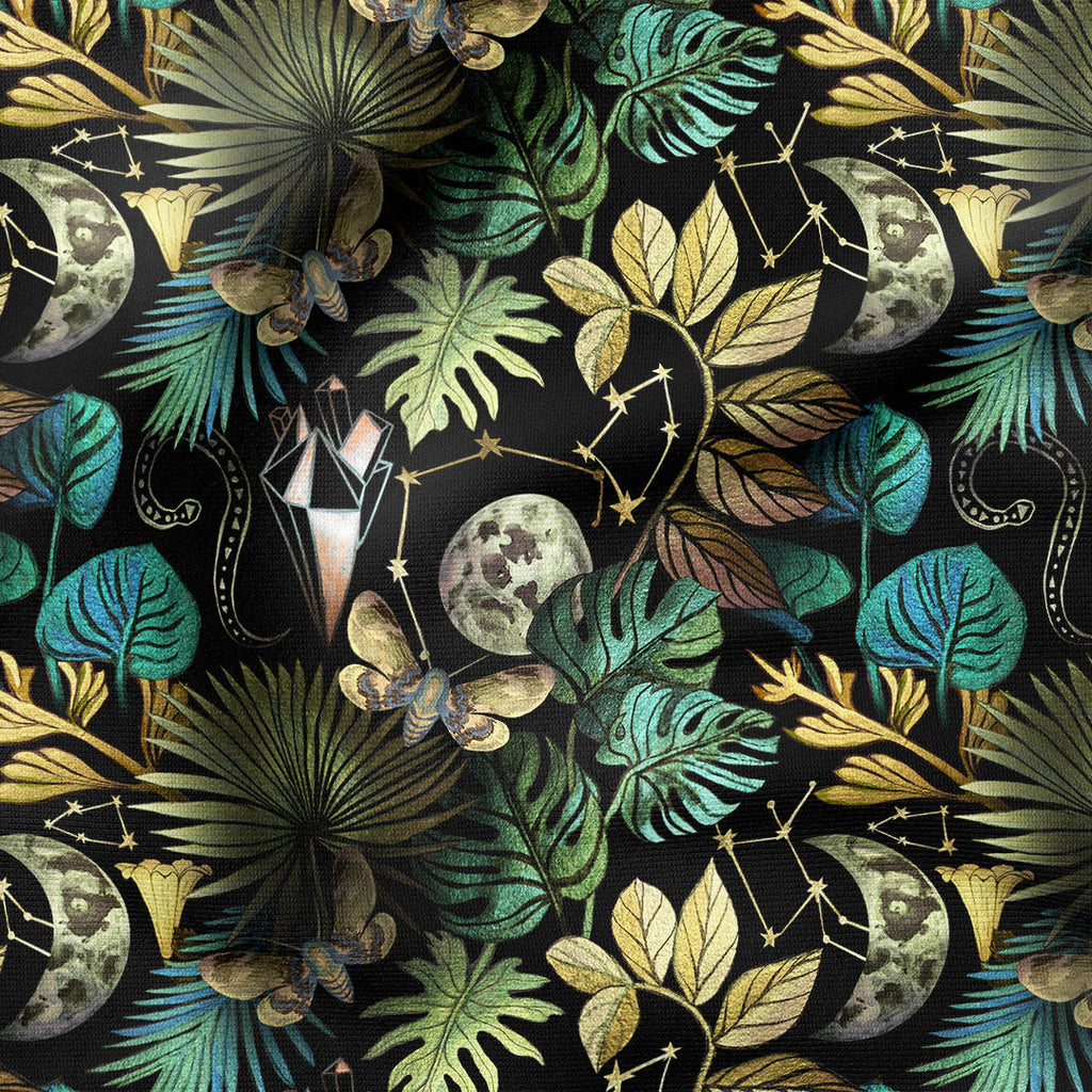 Mysterious Moonlit forest Fabric
