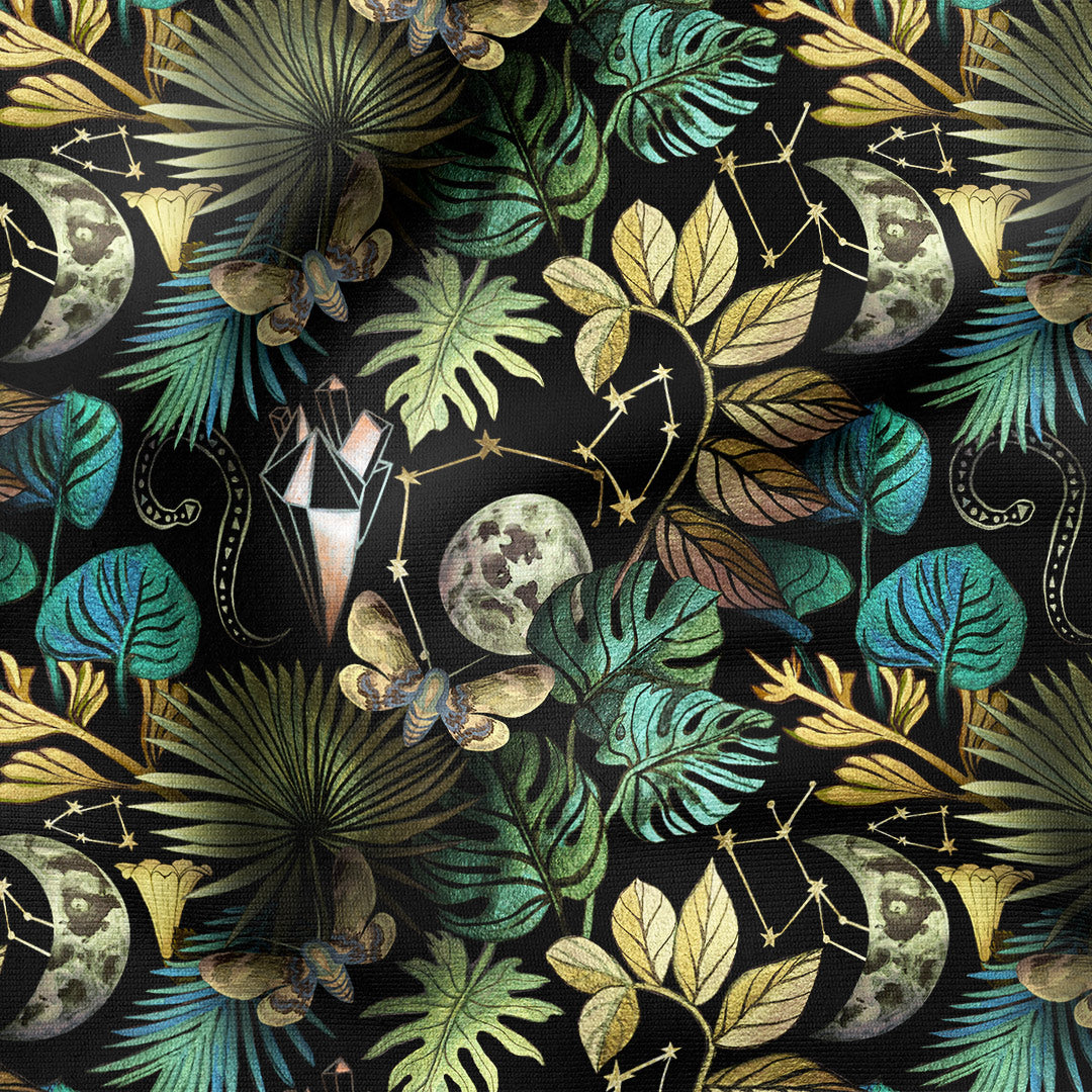 Mysterious Moonlit forest Fabric