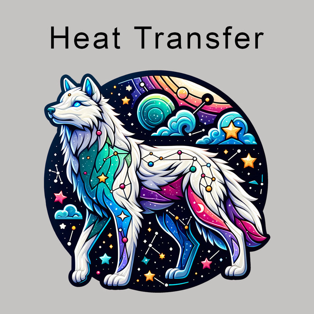 Mystical Stars Wolf Iron on Fabric Heat Transfer DTF-131