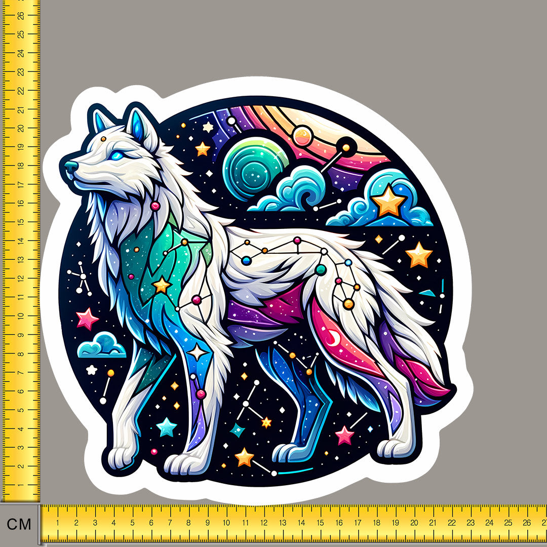 Mystical Stars Wolf White Outlines Iron on Fabric Heat Transfer DTF-132