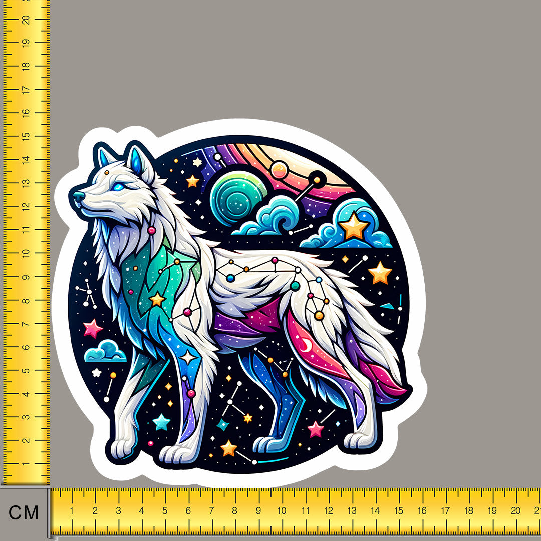 Mystical Stars Wolf White Outlines Iron on Fabric Heat Transfer DTF-132