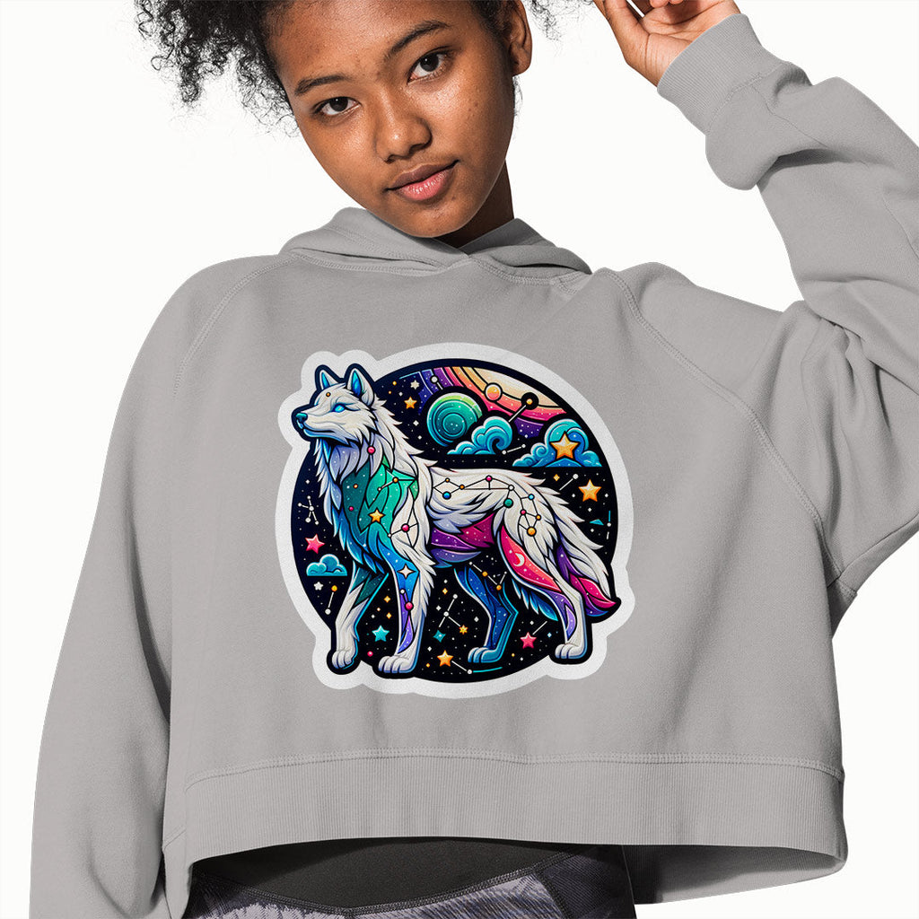 Mystical Stars Wolf White Outlines Iron on Fabric Heat Transfer DTF-132
