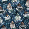 Nautical Bottles Indigo Fabric