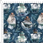 Nautical Bottles Indigo Fabric