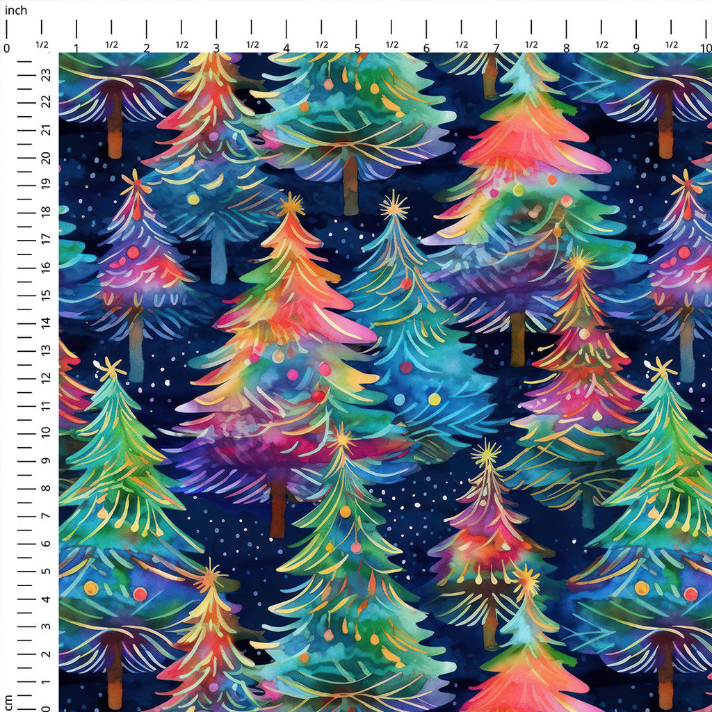 Navy Christmas Trees Fabric
