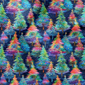 Navy Christmas Trees Fabric