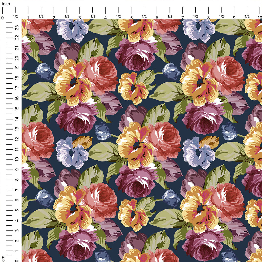 Navy Floral Fabric