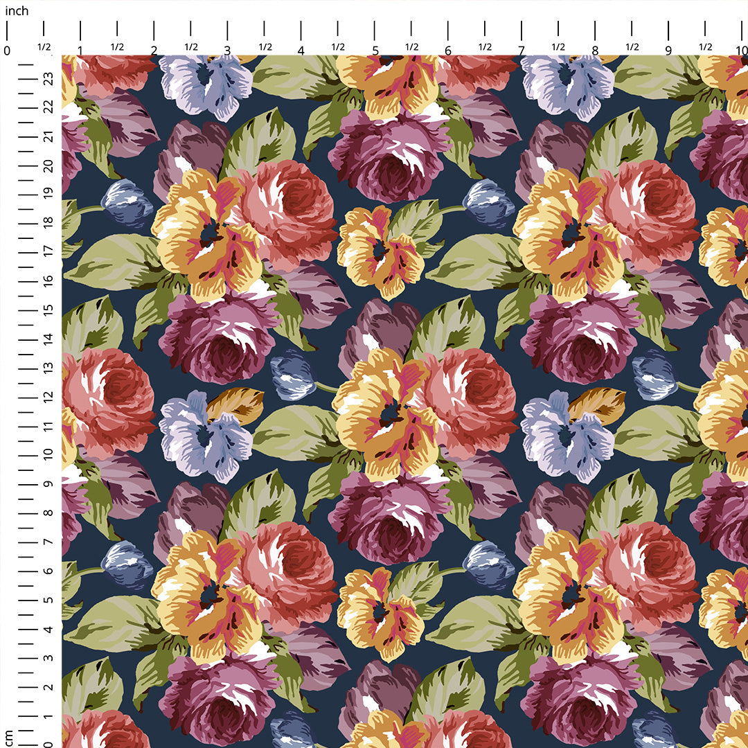 Navy Floral Fabric