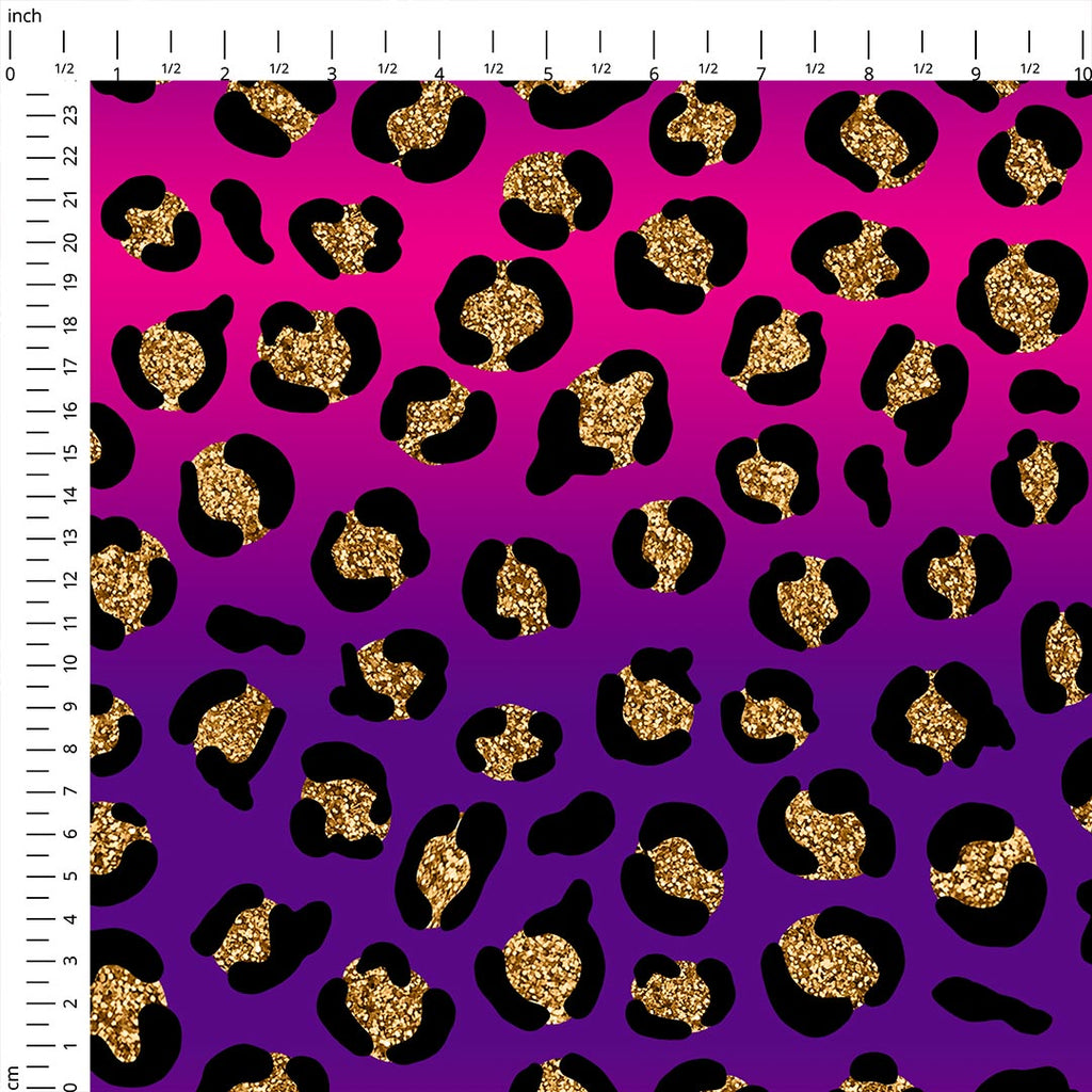 Purple and Pink Ombre Leopard Fabric
