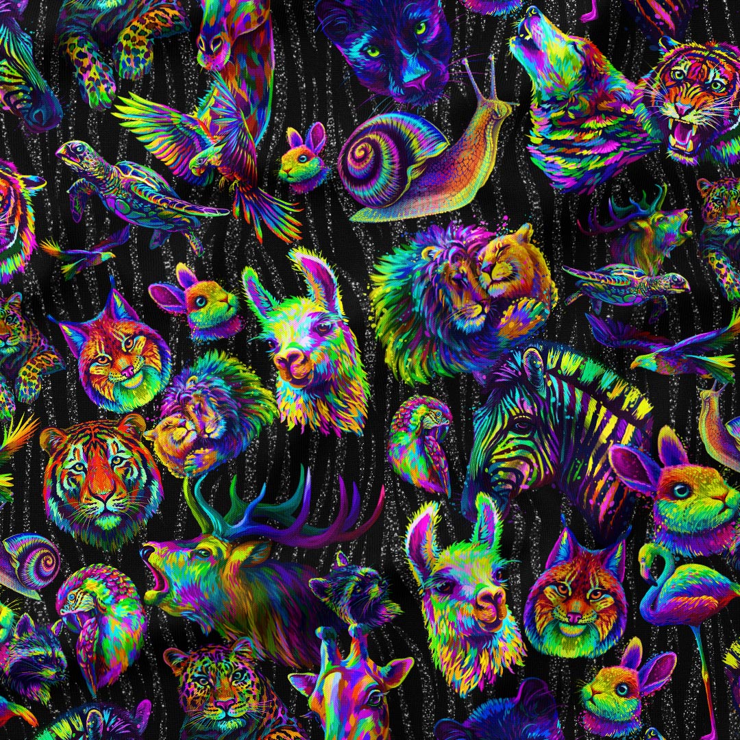Neon Animals Fabric