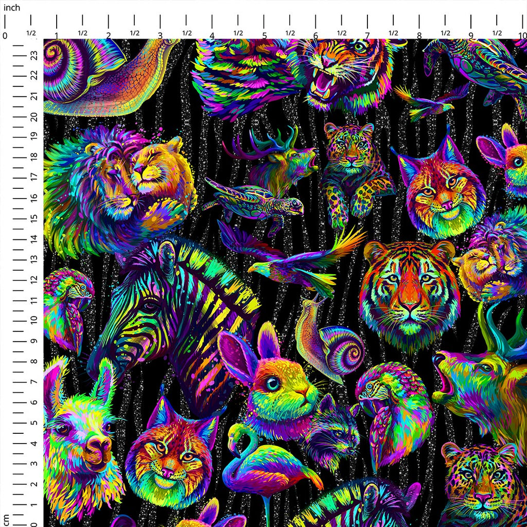 Neon Animals Fabric