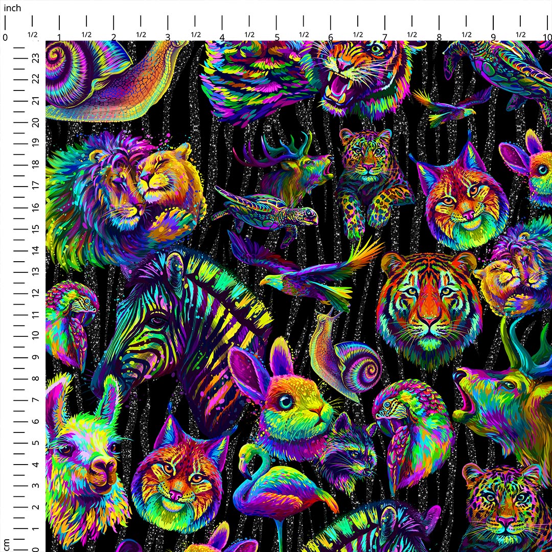 Neon Animals Fabric
