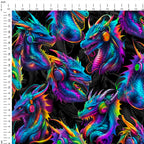 Neon Dragons Fabric