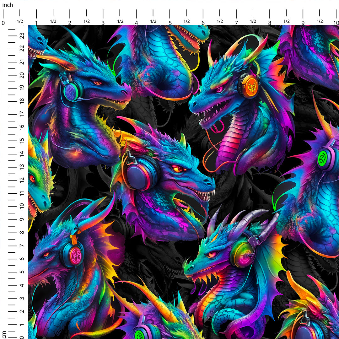 Neon Dragons Fabric