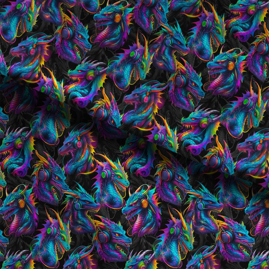 Neon Dragons Fabric