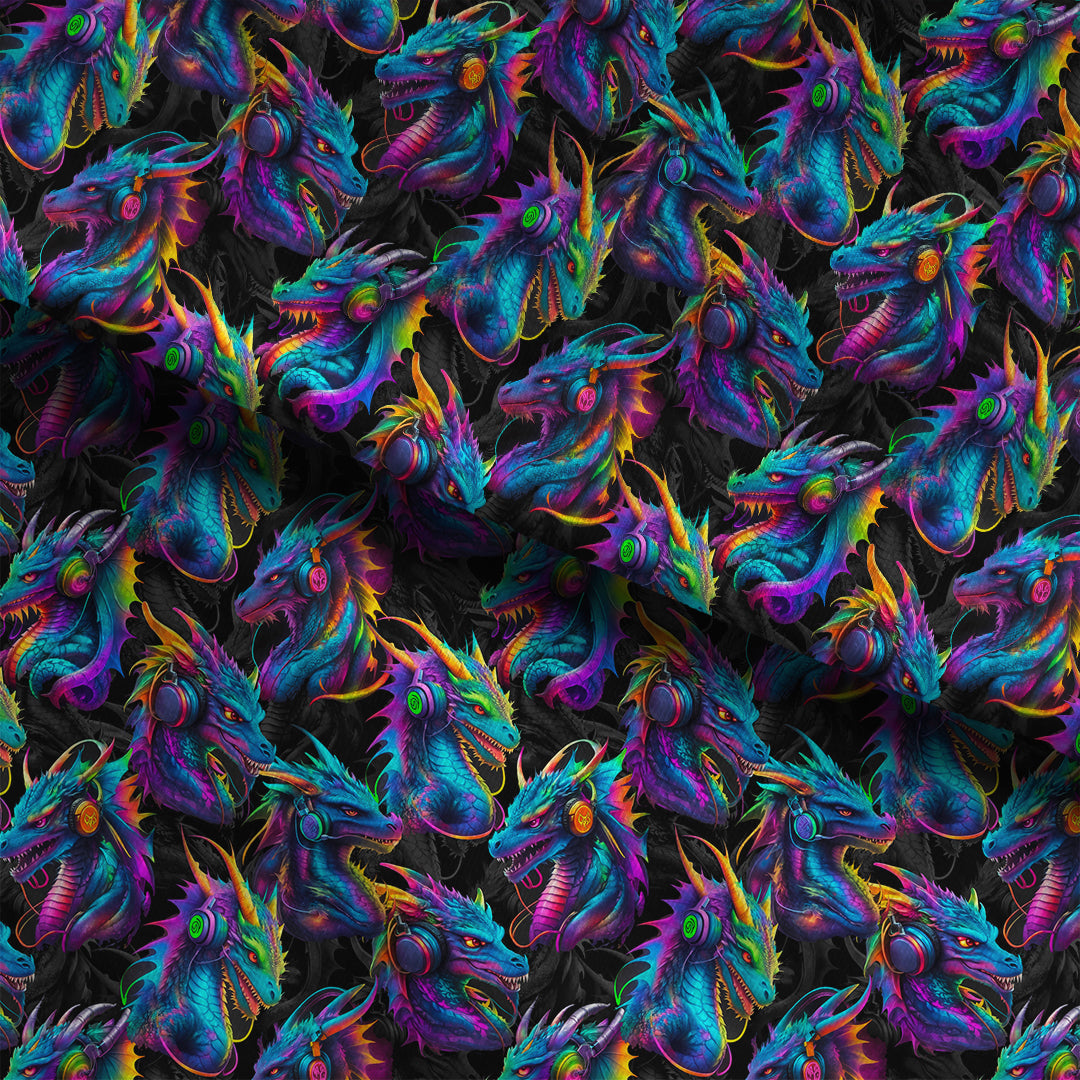 Neon Dragons Fabric