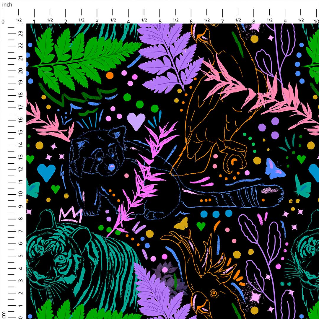 Neon Exotic Animals Fabric