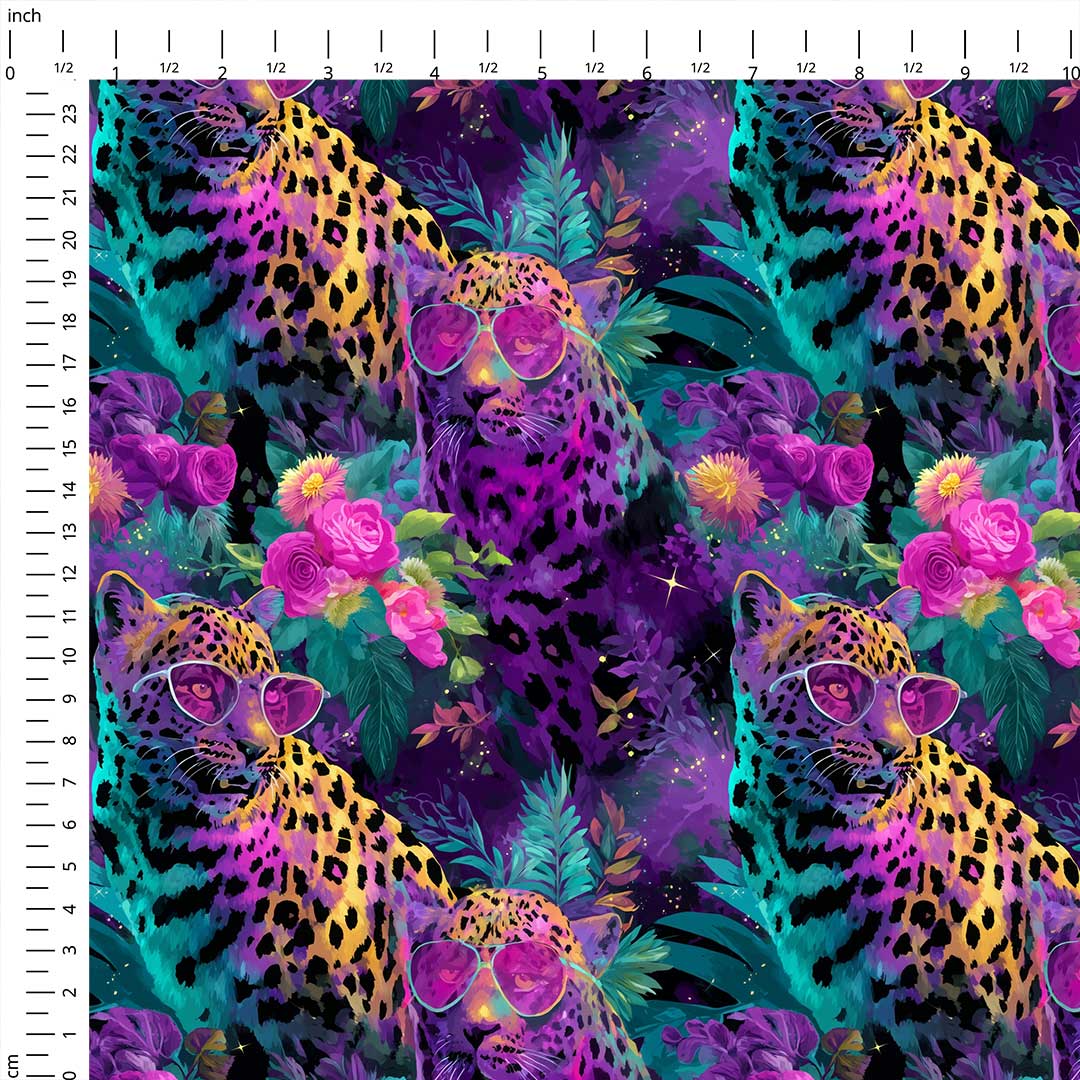 Neon Leopards Fabric