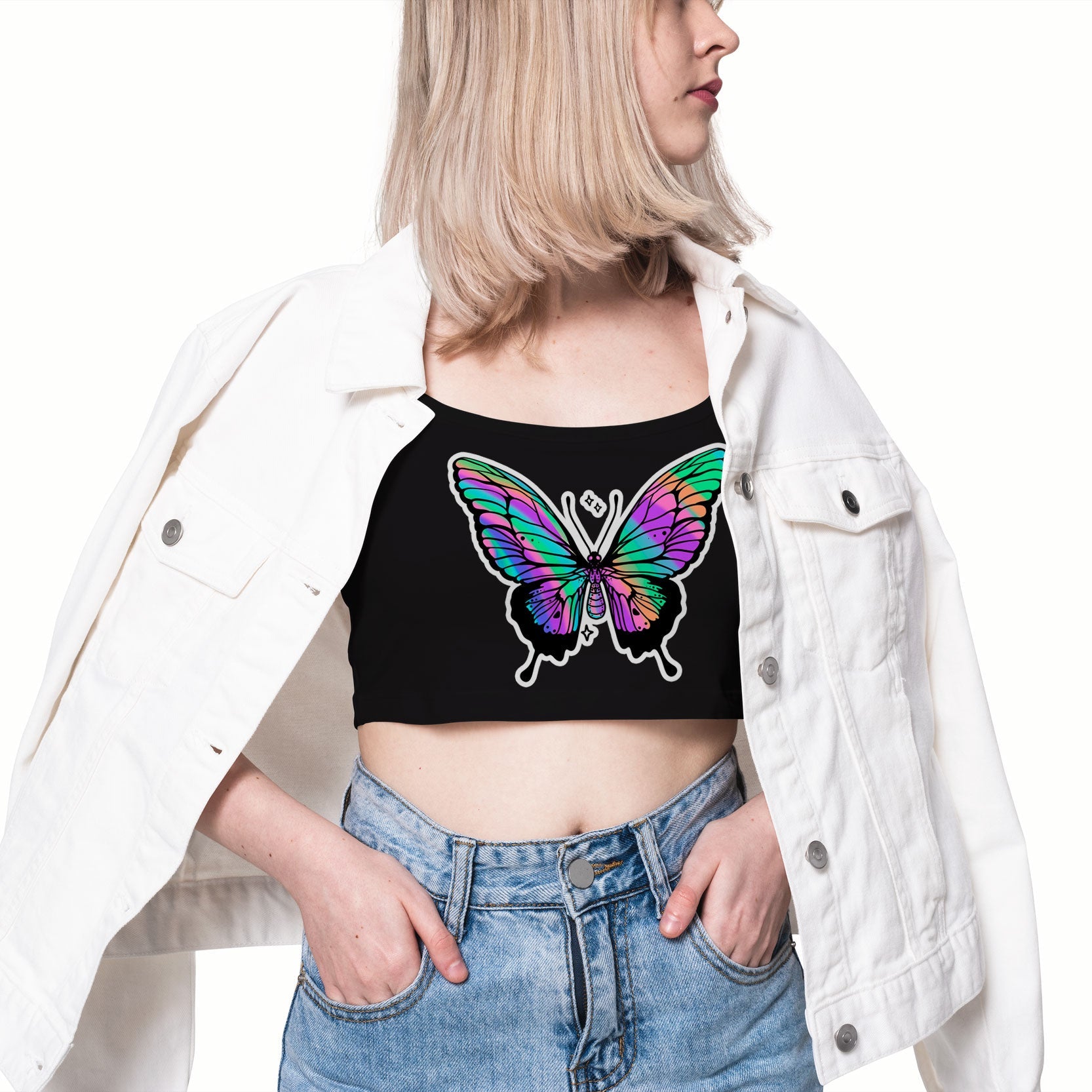 Neon Marble Butterfly Iron on fabric heat transfer DTF-70