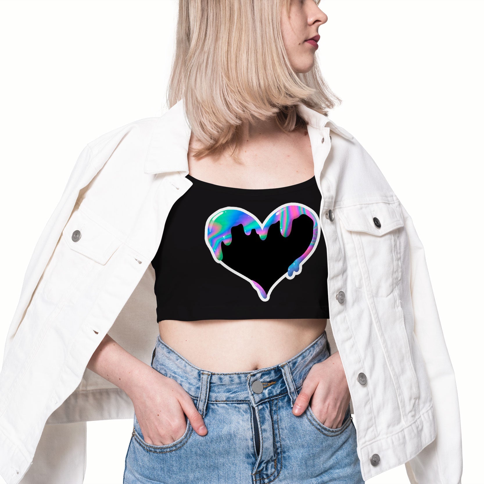 Neon Marble Heart Iron on fabric heat transfer DTF-69