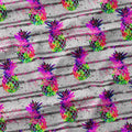 Neon Pineapples on Grey Fabric