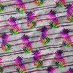 Neon Pineapples on Grey Fabric
