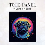 TOTE Neon Pug Dog Fabric Bag Panel TP-140