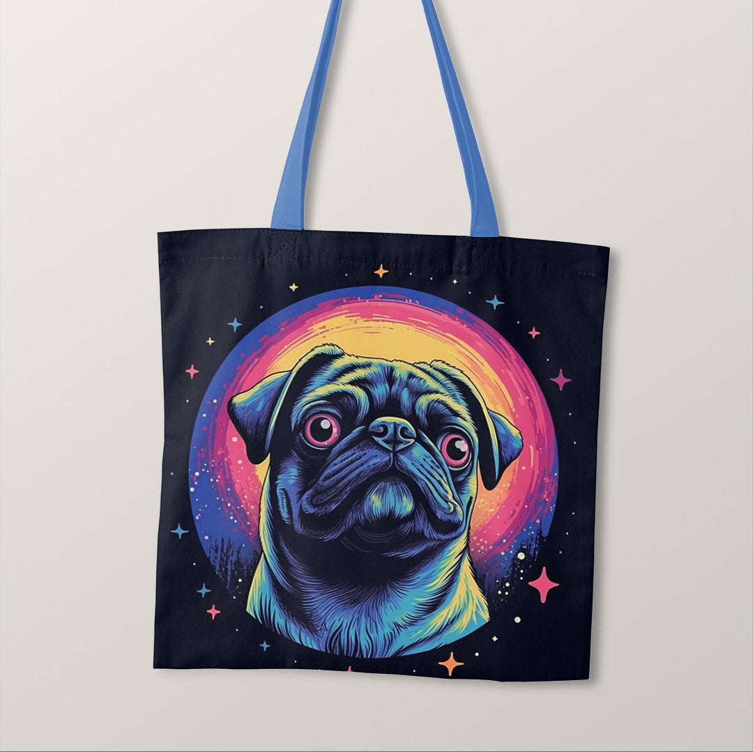 TOTE Neon Pug Dog Fabric Bag Panel TP-140