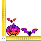 Small Neon Pumpkins and Bats, Set of 10 Iron on Fabric Heat Transfer DTF-72