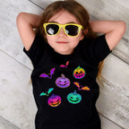 Small Neon Pumpkins and Bats, Set of 10 Iron on Fabric Heat Transfer DTF-72