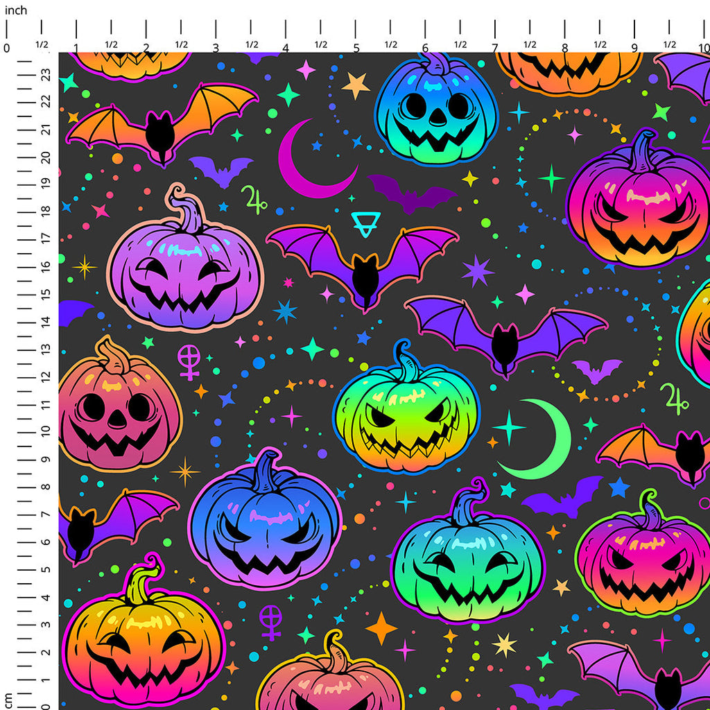 Neon Pumpkins Fabric