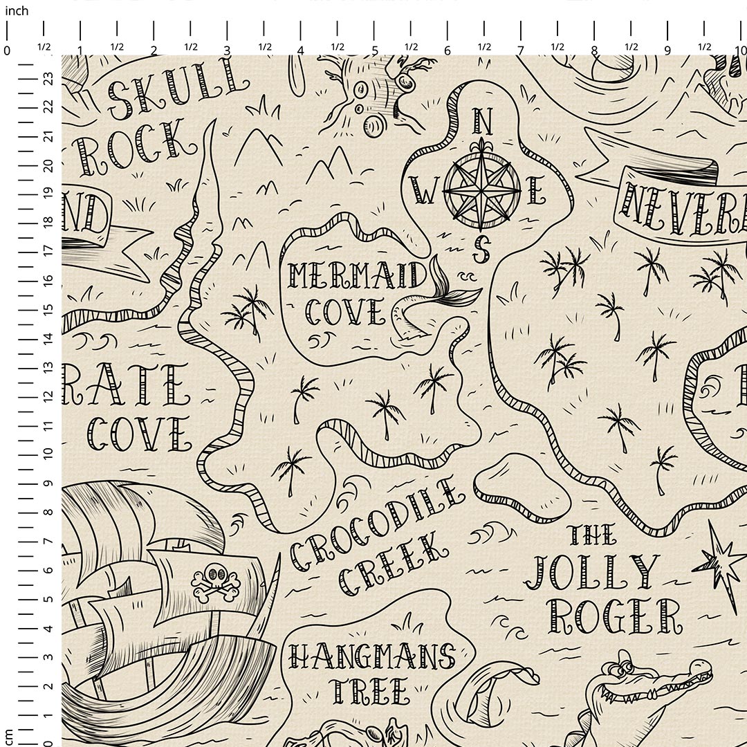 Neverland Map Beige Fabric