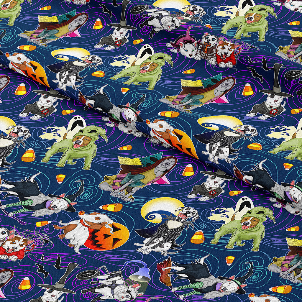 Nightmare Pups Navy Fabric