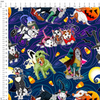 Nightmare Pups Navy Fabric