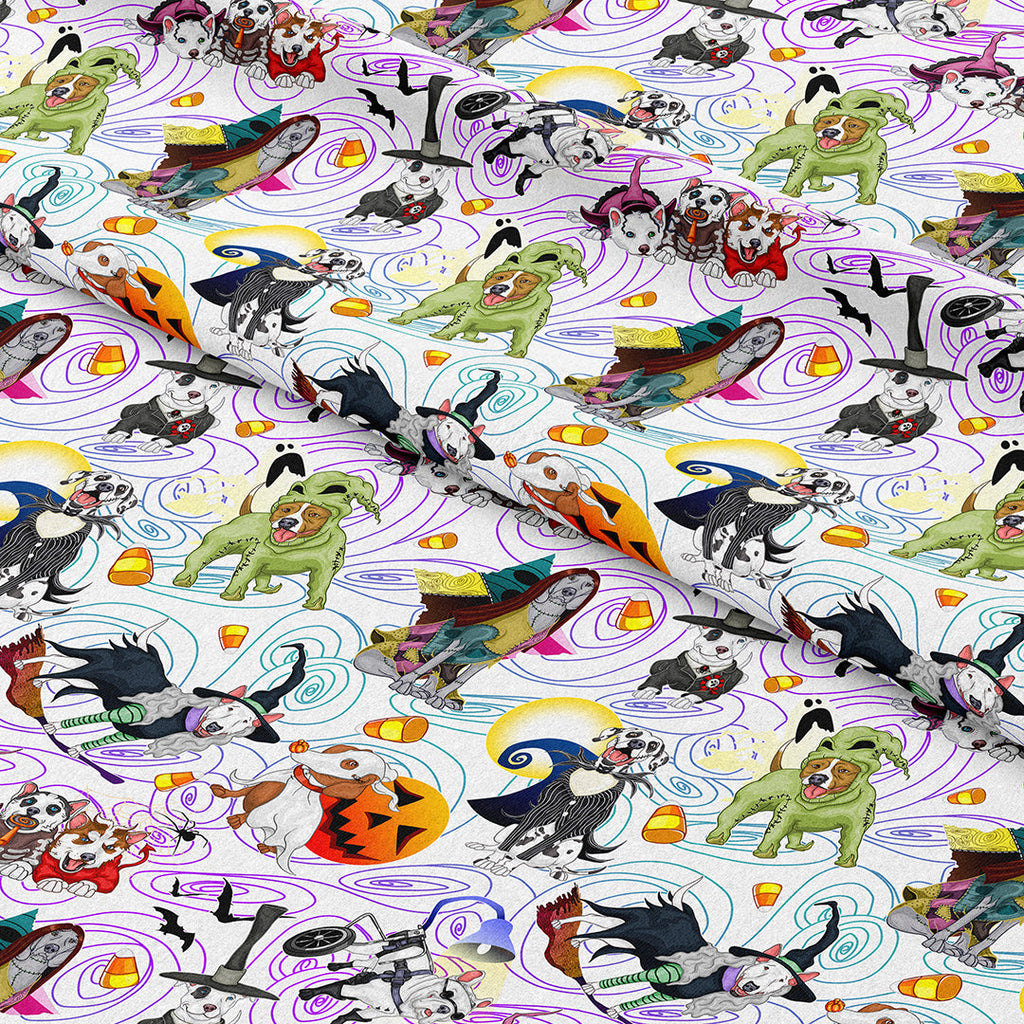 Nightmare Pups White Fabric