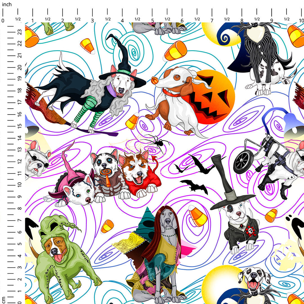 Nightmare Pups White Fabric