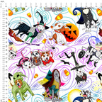 Nightmare Pups White Fabric