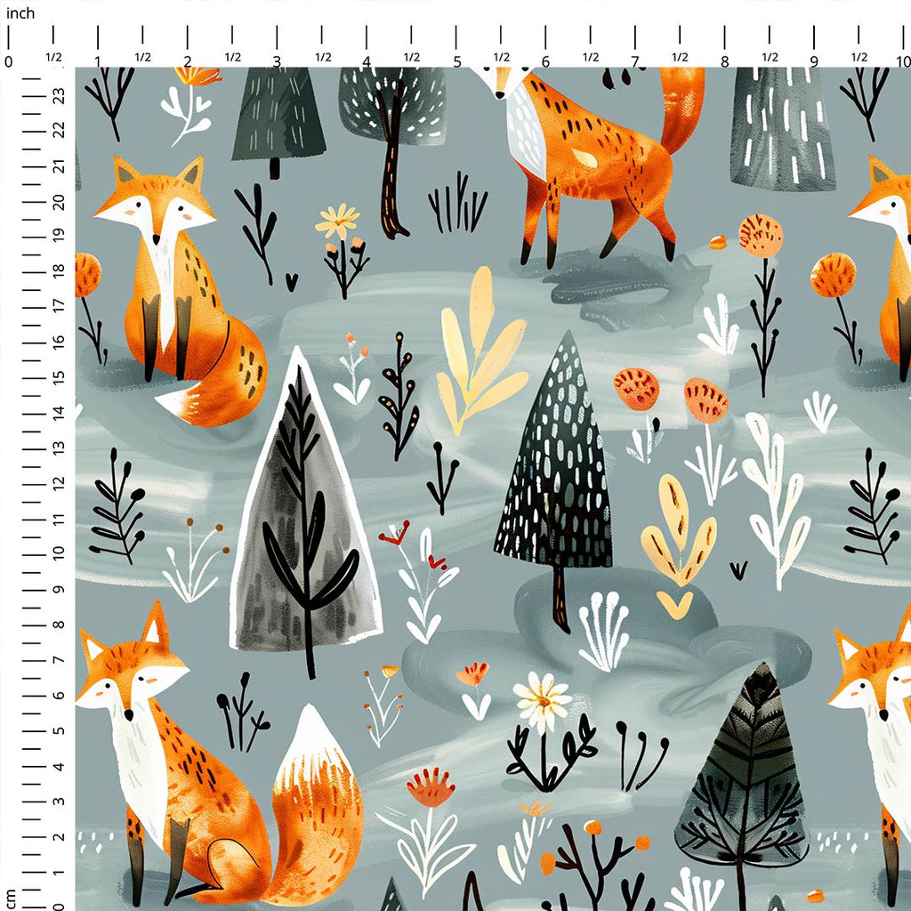 Nordic Forest Fox Fabric