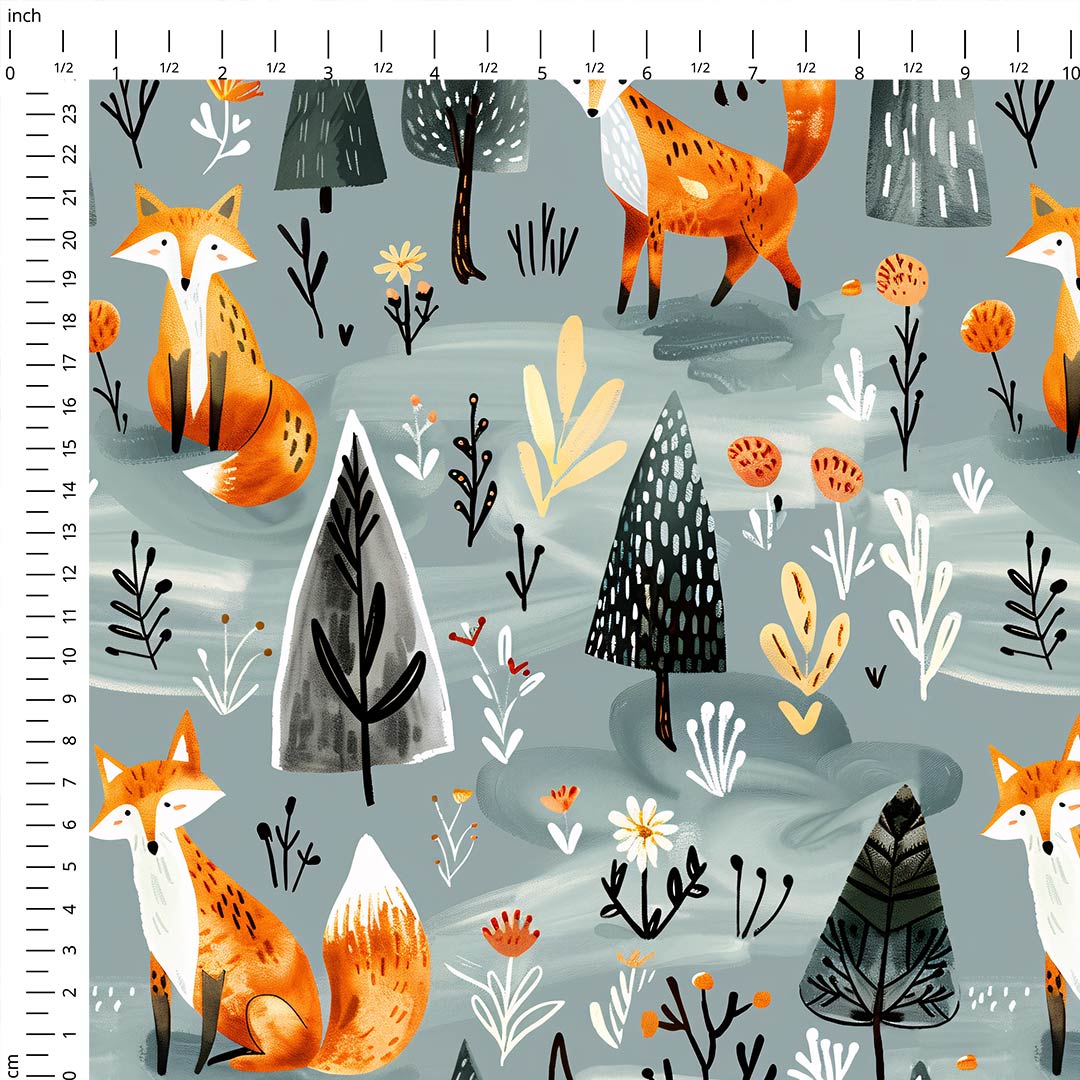 Nordic Forest Fox Fabric