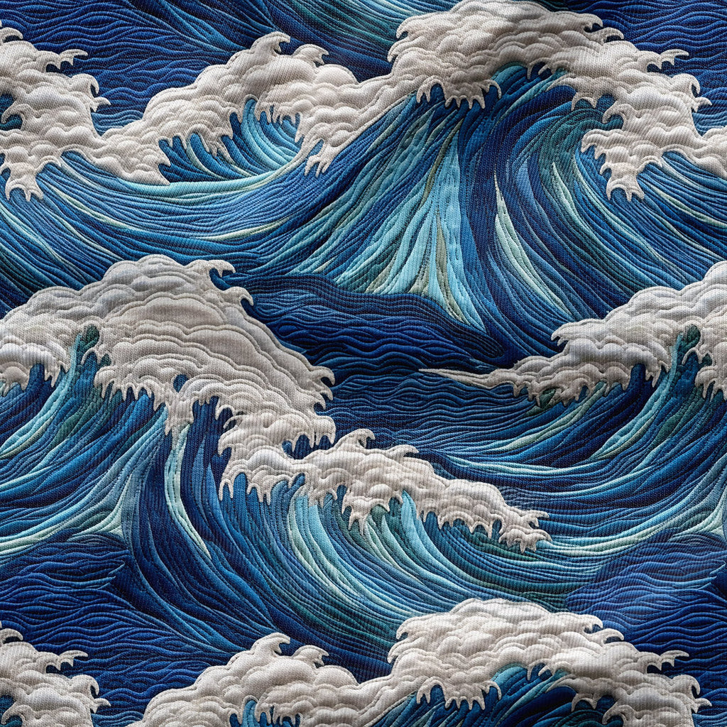 Ocean Waves Embroidery Fabric