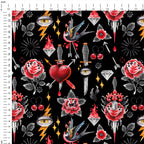 Old School Tattoo Black Fabric
