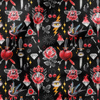 Old School Tattoo Black Fabric