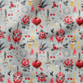 Old School Tattoo Grey Fabric