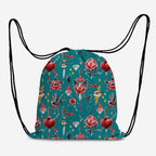 Old School Tattoo Teal Fabric