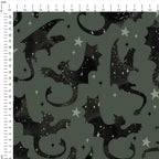 Olive Dragons Fabric