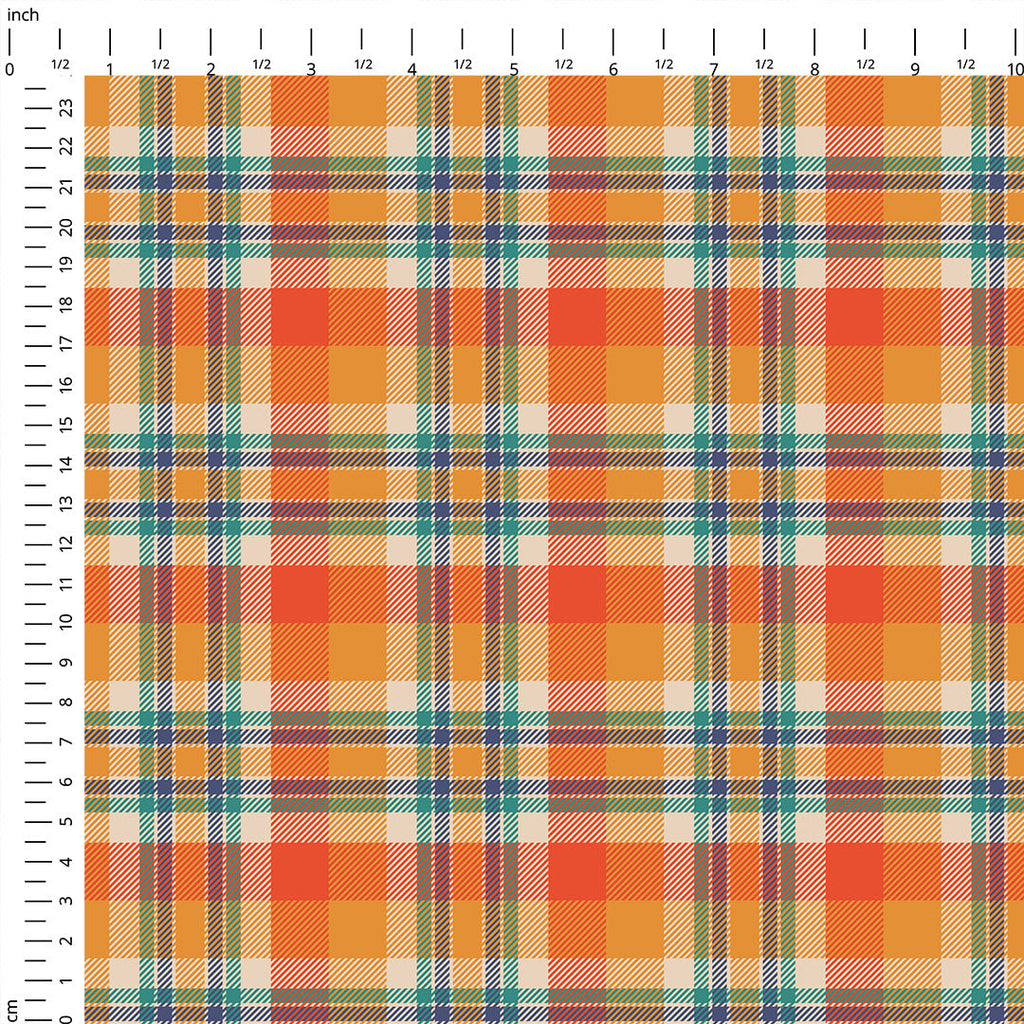 Orange Plaid Fabric 403